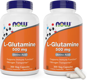 NOW Foods L-Glutamine 500 mg capsules front view
