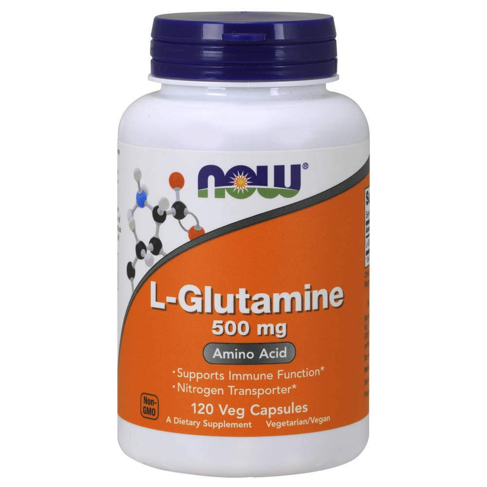 NOW Foods L-Glutamine 500mg 120 gélules vue avant