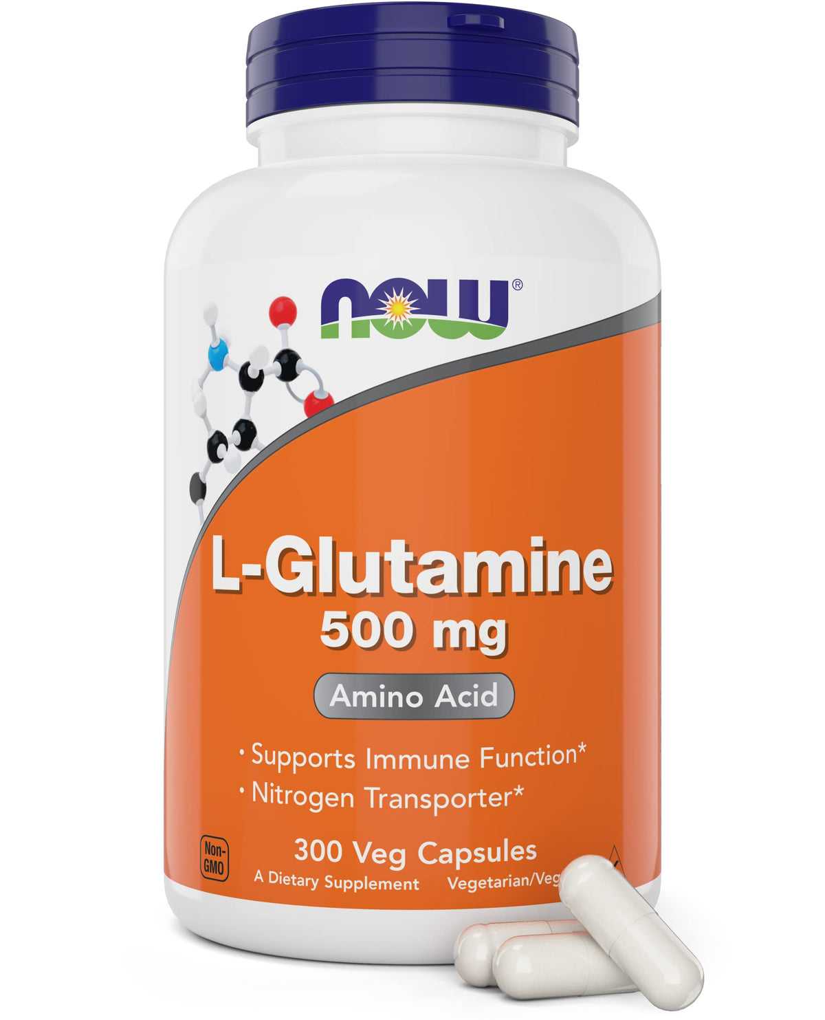 NOW Foods L-Glutamine 500mg 300 capsules vue avant