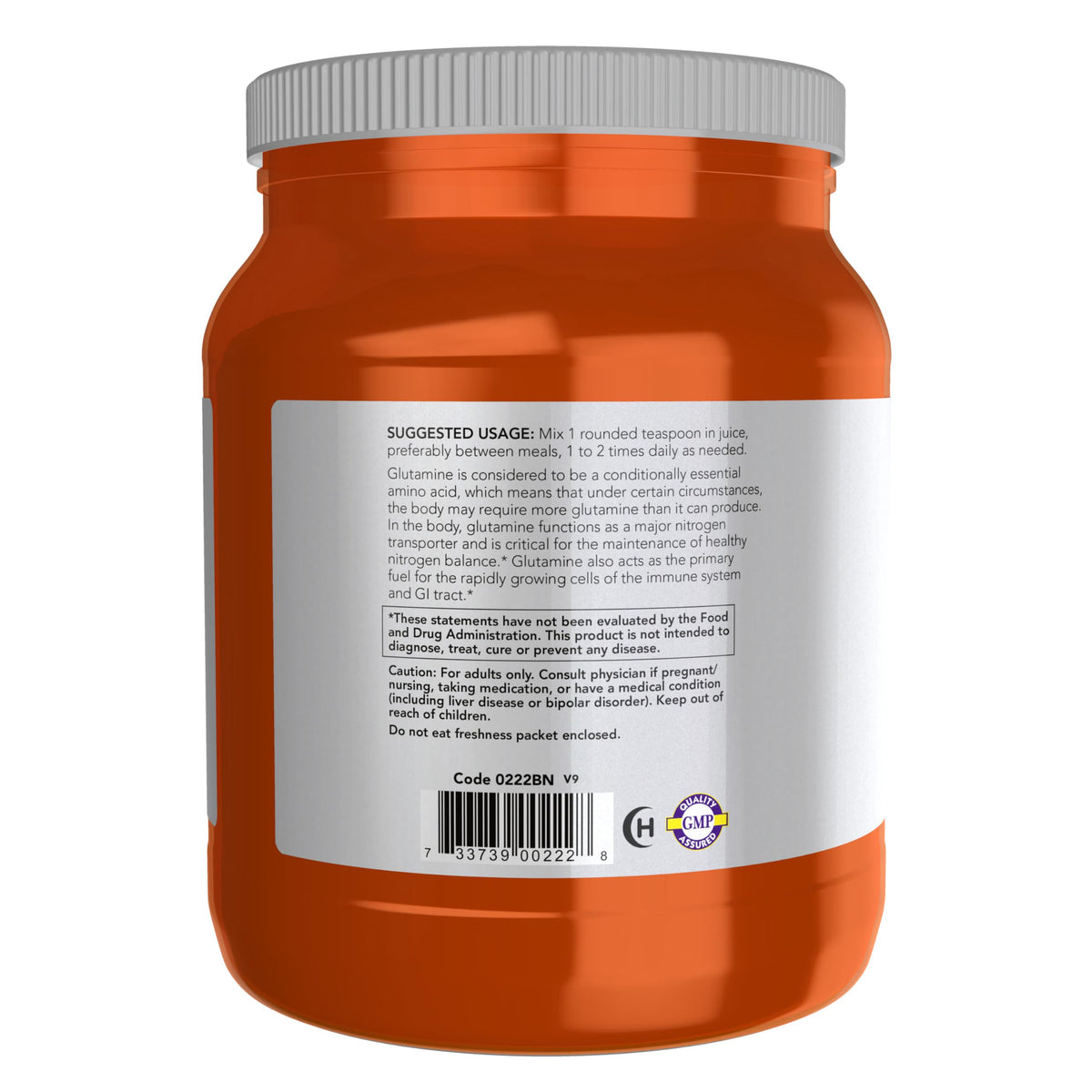 NOW Foods L-Glutamine Poudre Pure 1161g emballage