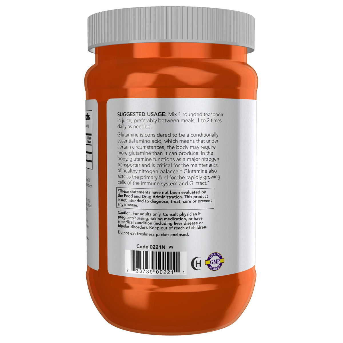 NOW Foods L-Glutamine Poudre Pure 549g en cuisine