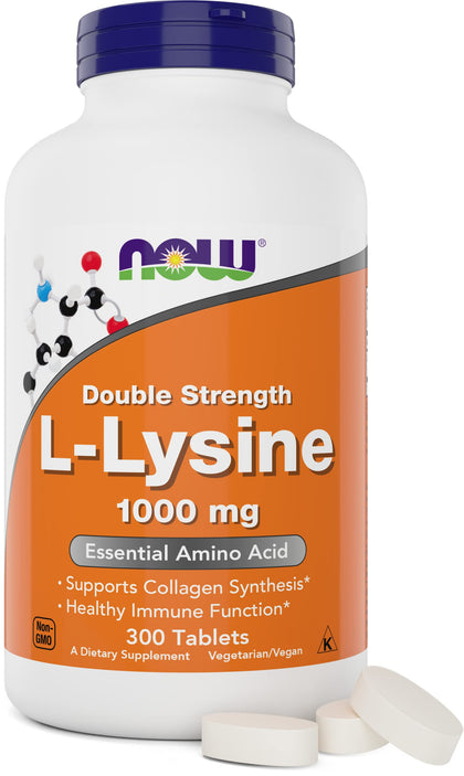 NOW Foods L-Lysine 1000mg comprimés front vue