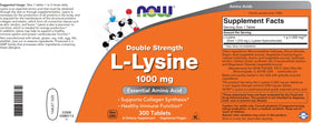 NOW Foods L-Lysine 1000mg comprimés sur une table