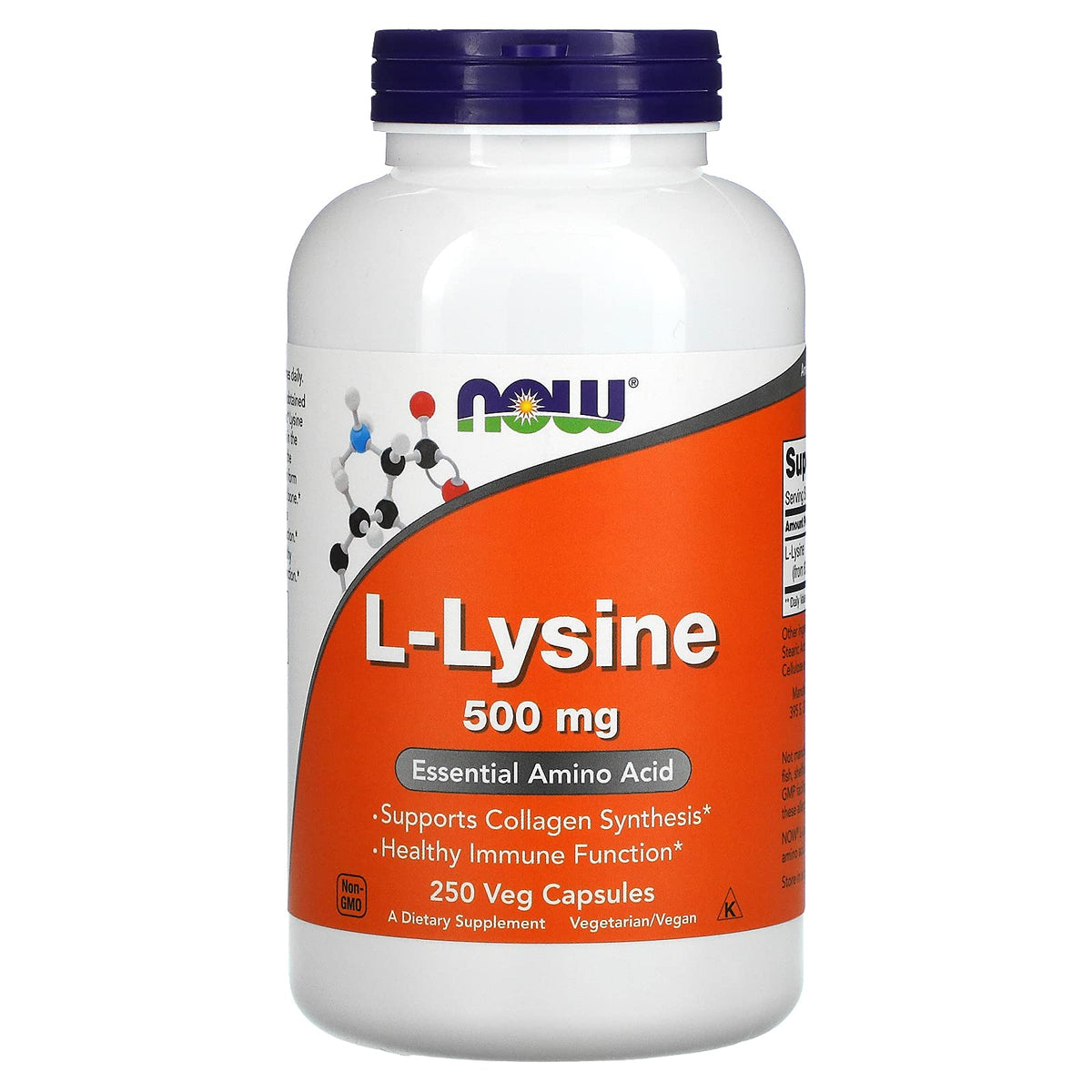 NOW Foods L-Lysine 500 mg 250 capsules emballage
