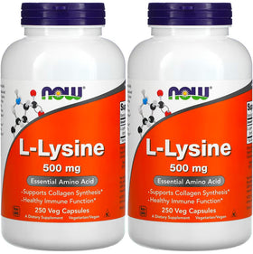 NOW Foods L-Lysine 500 mg 250 capsules vue de face