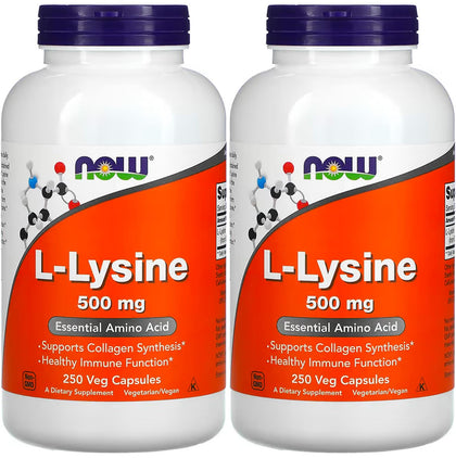 NOW Foods L-Lysine 500 mg 250 capsules vue de face