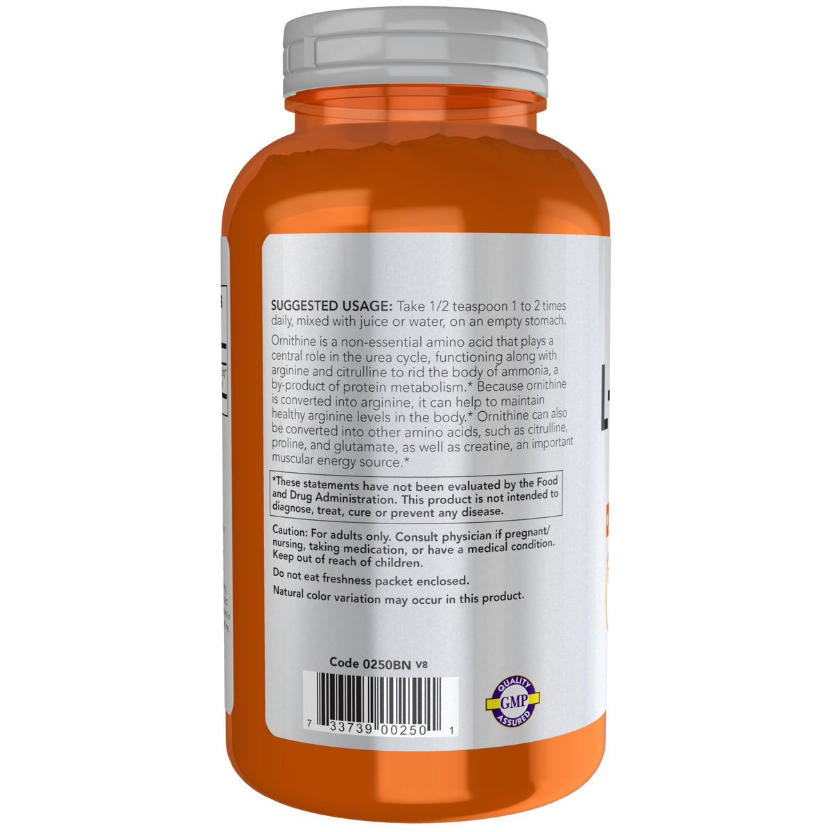 NOW Foods L-Ornithine Poudre 300g contenu en poudre