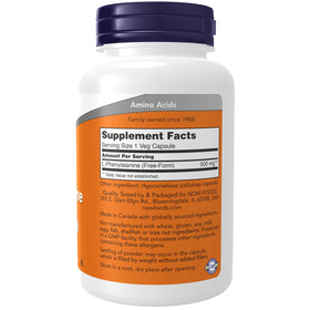 NOW Foods L-Phénylalanine 500mg 120 capsules vue arrière