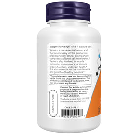NOW Foods L-Serine 500 mg 120 capsules sur une table