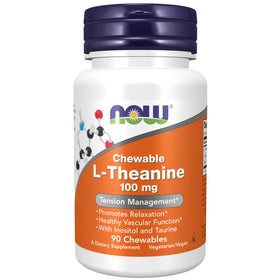 NOW Foods L-Theanine 100 mg avec Inositol et Taurine, packaging avant