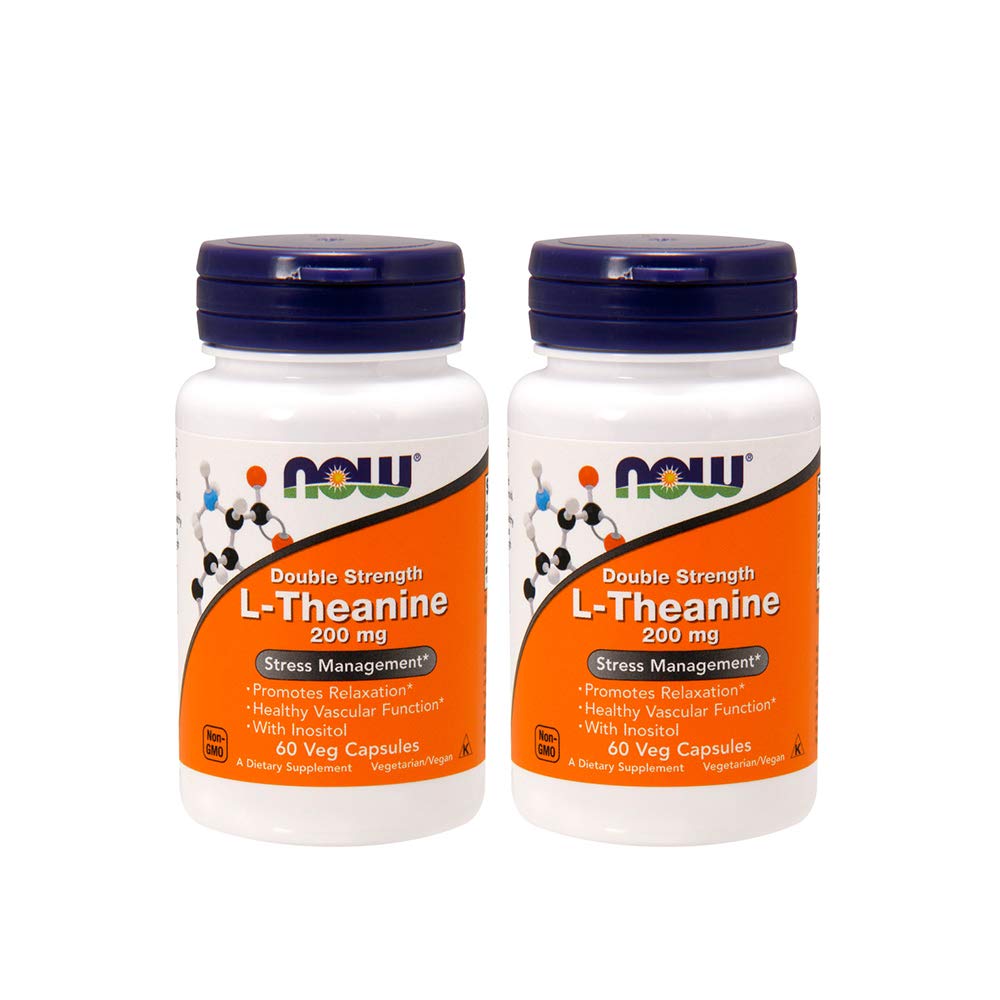 NOW Foods L-Theanine 200 mg 60 capsules végétales vue de face