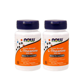 NOW Foods L-Theanine 200 mg 60 capsules végétales vue de face