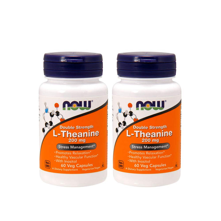 NOW Foods L-Theanine 200 mg 60 capsules végétales vue de face