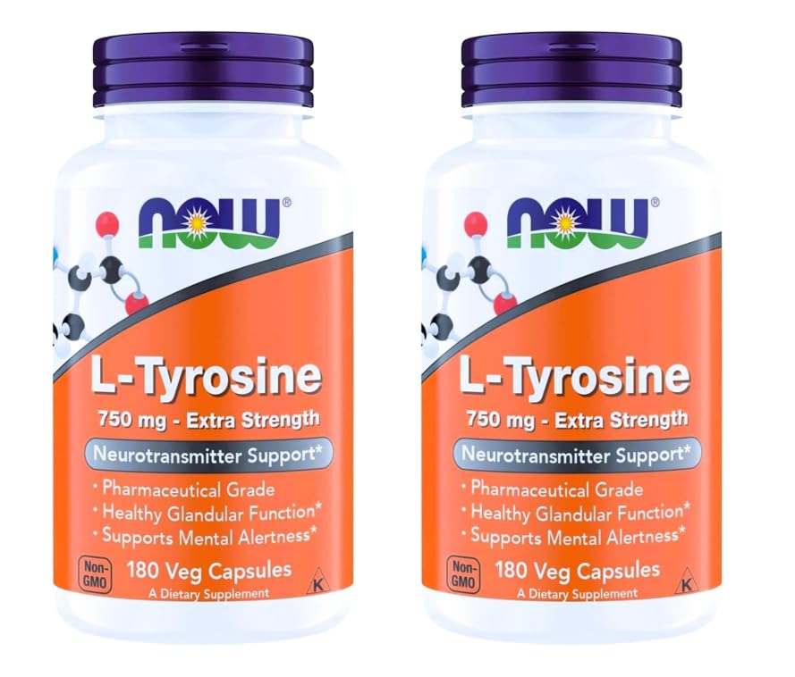 NOW Foods L-Tyrosine 750 mg boîte de 180 gélules végétales