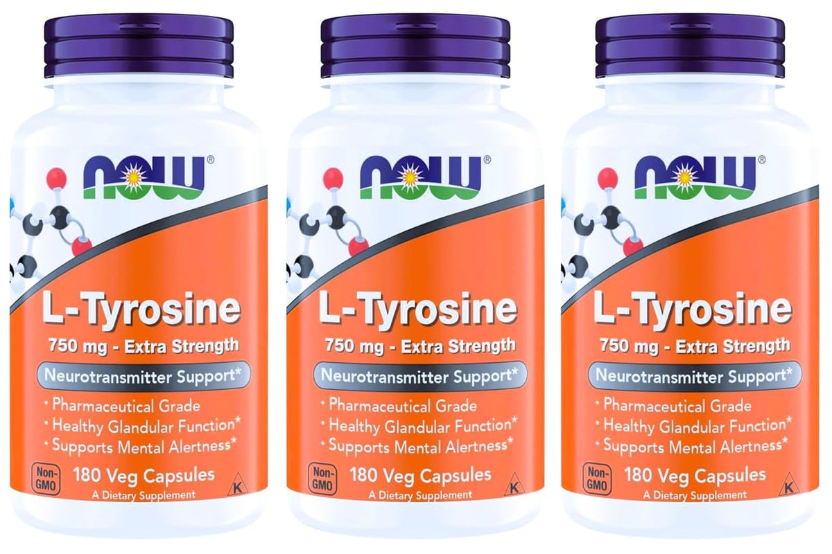 NOW Foods L-Tyrosine 750 mg boîte vue de face