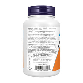 NOW Foods L-Tyrosine 750 mg packaging details