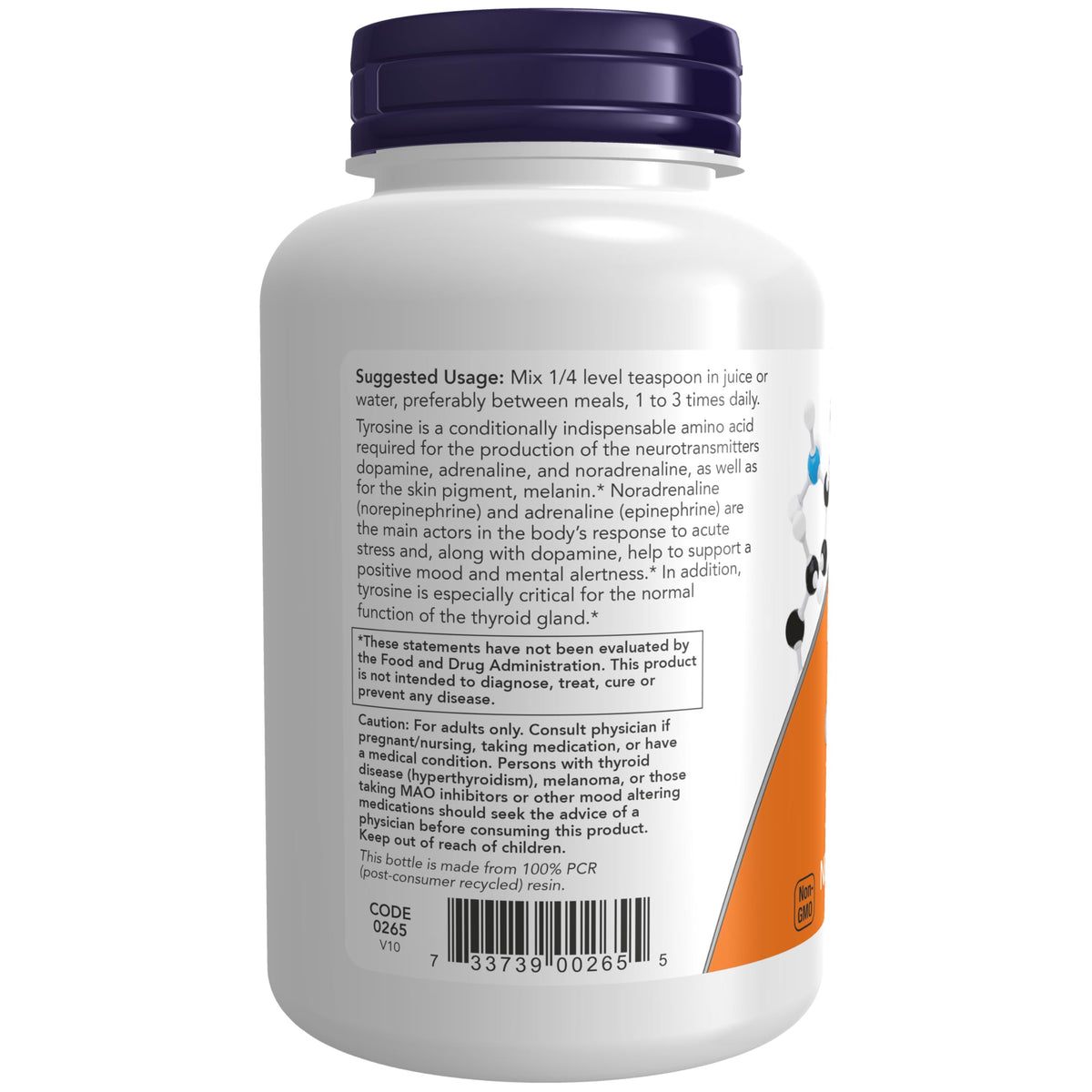 NOW Foods L-Tyrosine Poudre Pure 159g contenu