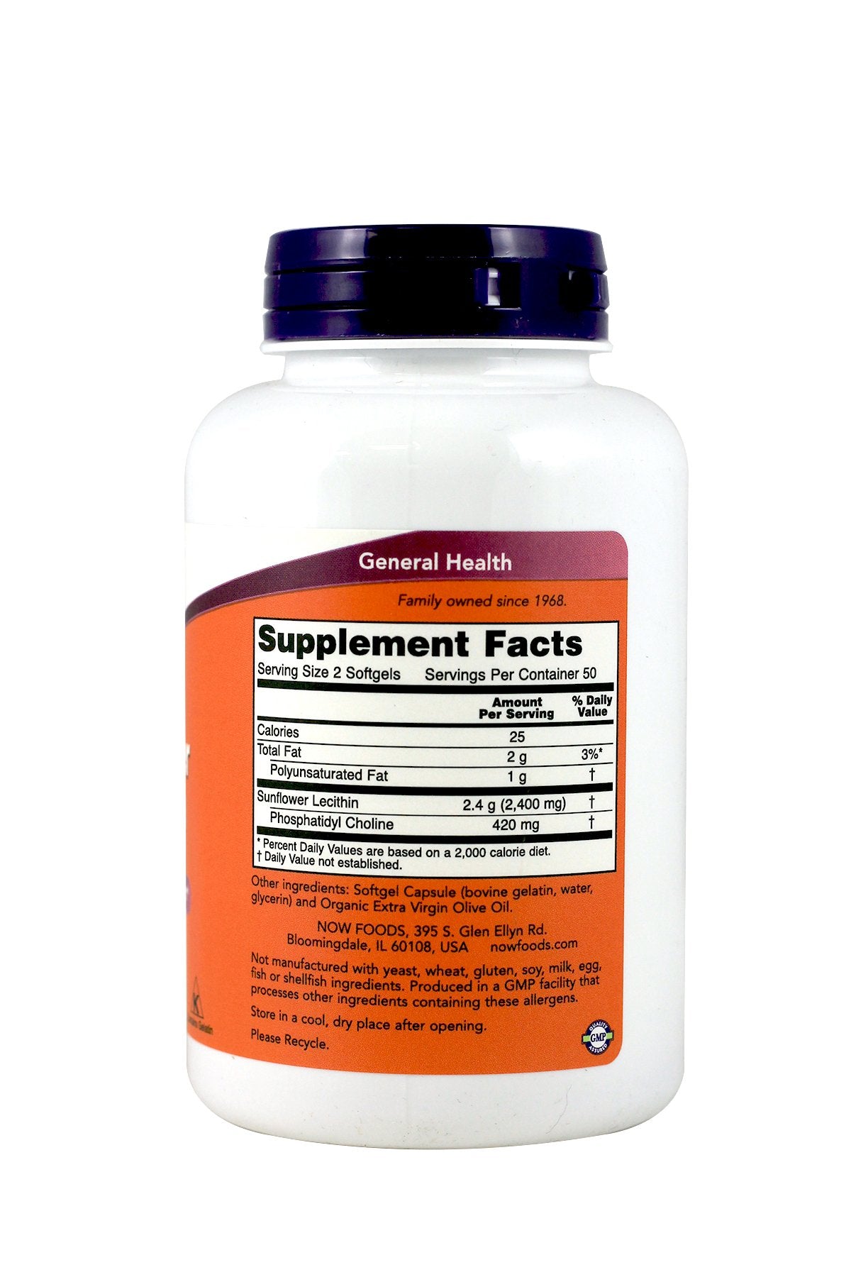 NOW Foods Lécithine de Tournesol 1 200 mg capsules molles