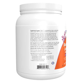 NOW Foods Lécithine de Tournesol Poudre 550g versée dans une cuillère