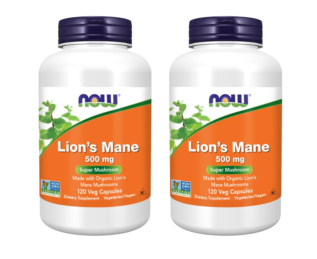 NOW Foods Lion's Mane 500 mg capsules front view