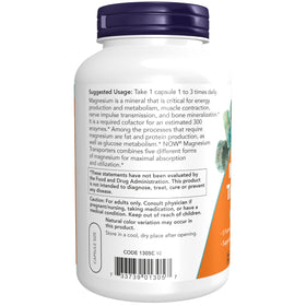 NOW Foods Magnésium 180 gélules végétales contenu de la boîte
