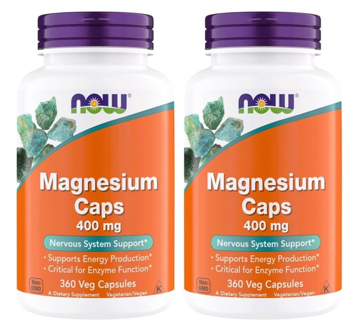 NOW Foods Magnésium 400 mg capsules végétales vue de devant