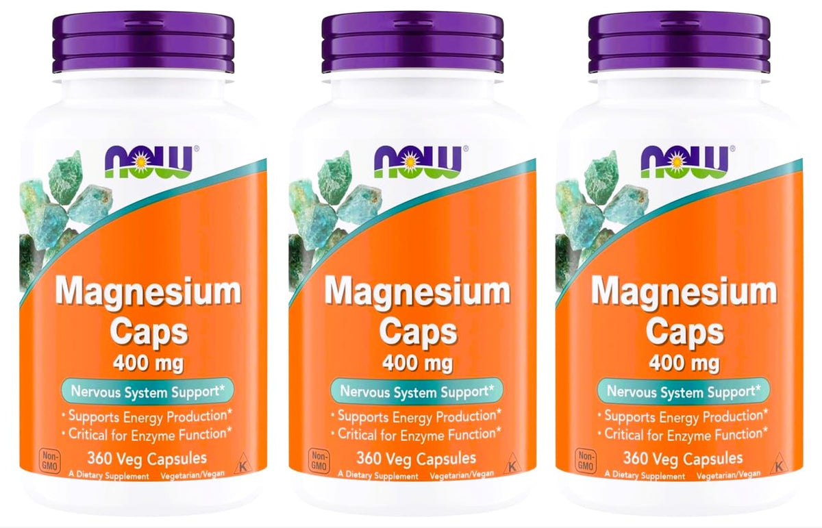 NOW Foods Magnésium 400 mg gélules végétales, vue de l'emballage avant