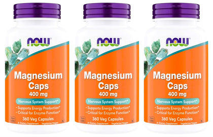 NOW Foods Magnésium 400 mg gélules végétales, vue de l'emballage avant