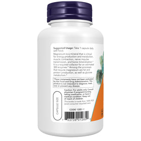 NOW Foods Magnésium 500 mg, gélules végétales dans un bol en bois