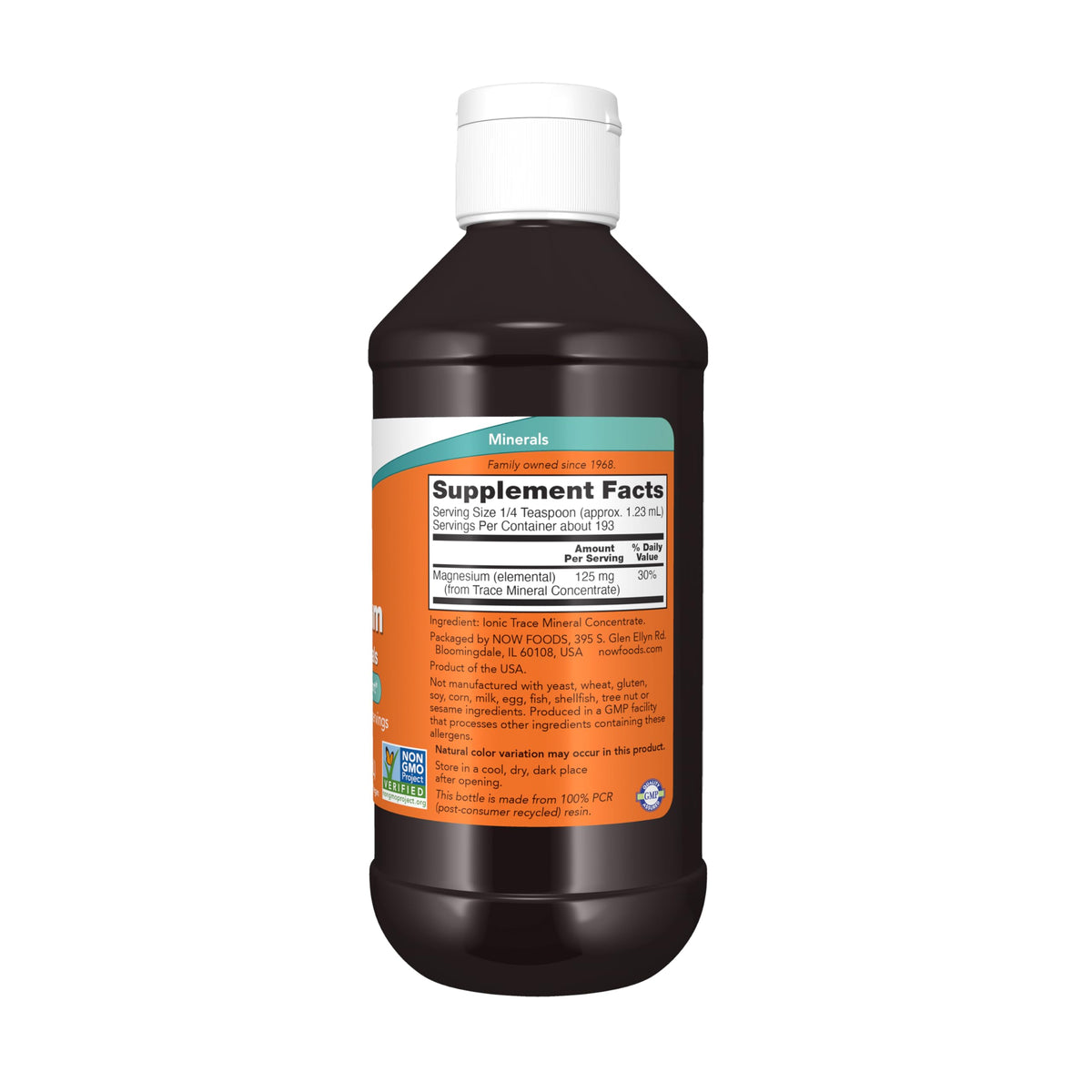 NOW Foods Magnésium Liquide 400 mg - étiquette et composition