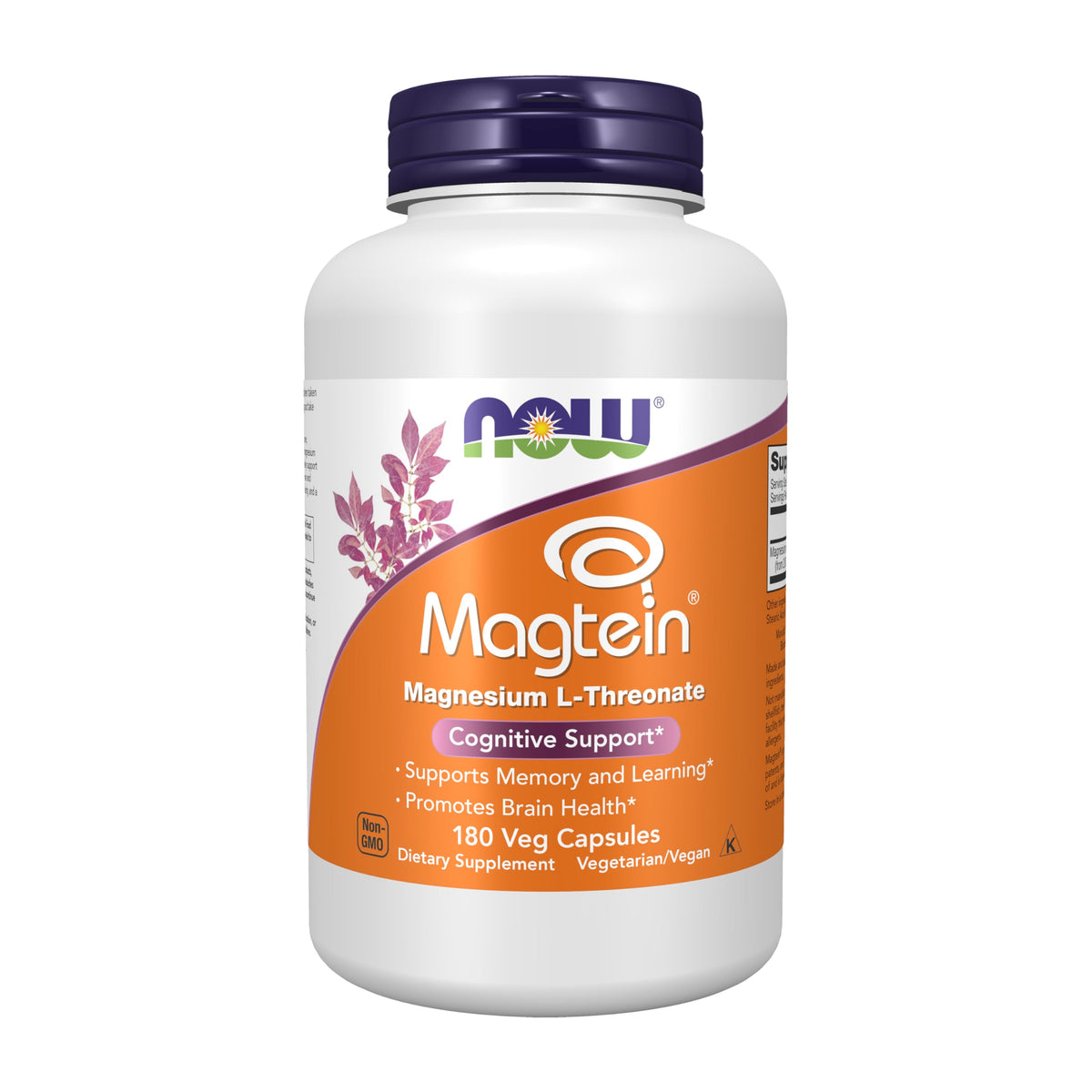 NOW Foods Magtein 180 capsules végétales vue de l'avant
