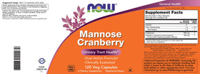 NOW Foods Mannose Cranberry 120 Capsules avec fruits de canneberge
