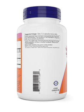 NOW Foods Mannose Cranberry 120 capsules montrant le contenu
