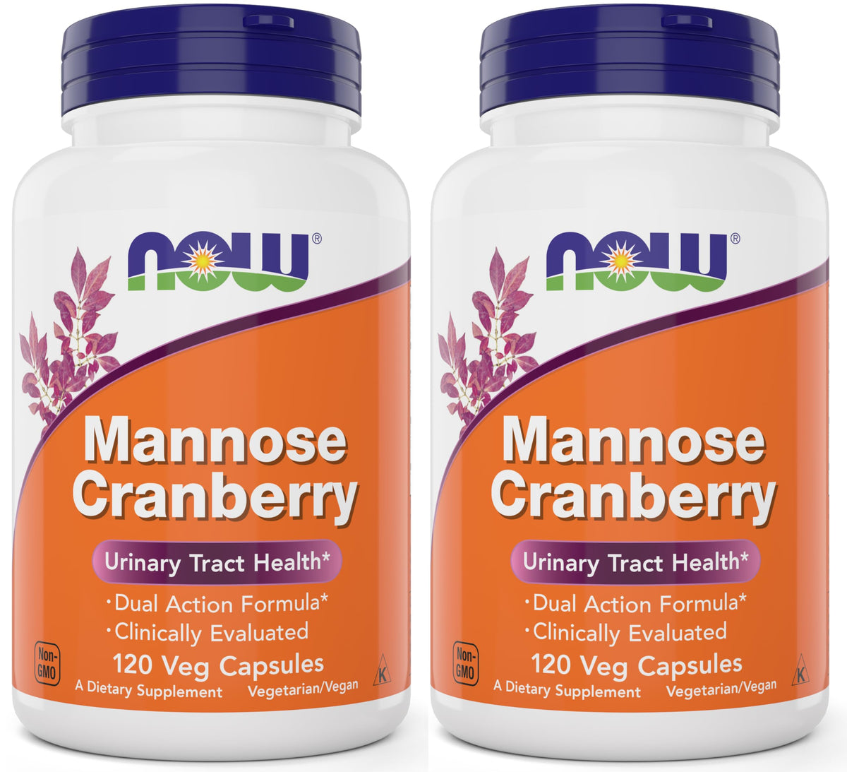 NOW Foods Mannose Cranberry 120 capsules pack de 2 vue de face