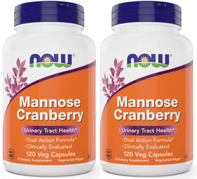 NOW Foods Mannose Cranberry 120 capsules pack de 2 vue de face