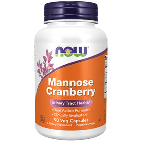 NOW Foods Mannose Cranberry 90 capsules végétales, vue de face