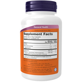NOW Foods Mannose Cranberry, étiquette de produit avec informations nutritionnelles