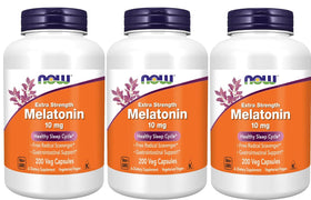 NOW Foods Mélatonine Extra Force 10 mg capsules végétales, avant du produit