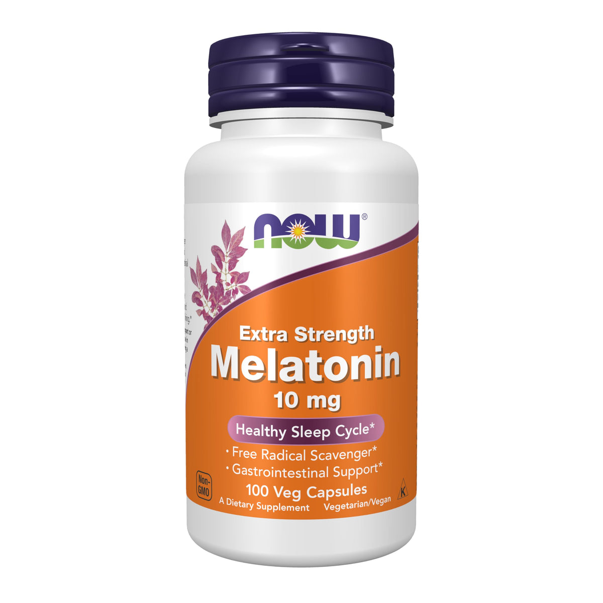 NOW Foods Mélatonine Extra Forte 10 mg 100 capsules végétales vue de face