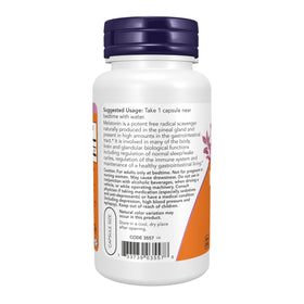 NOW Foods Mélatonine Extra Forte 10 mg capsule végétale sur fond blanc