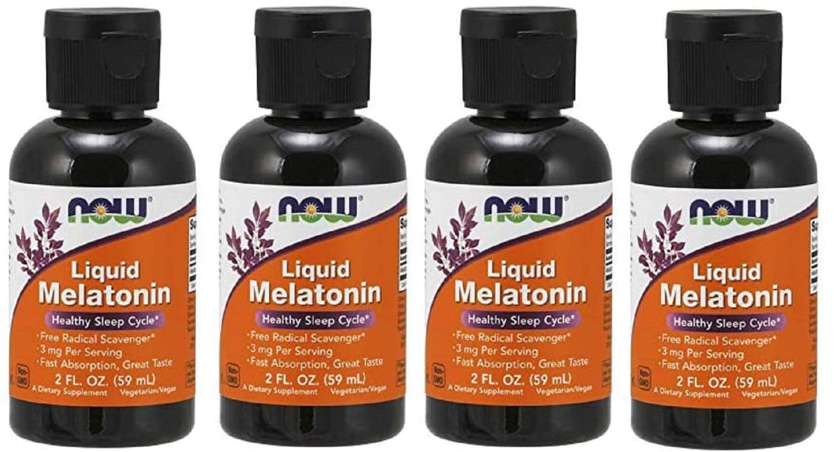 NOW Foods Mélatonine Liquide 3mg pack de 4 flacons de 2 oz
