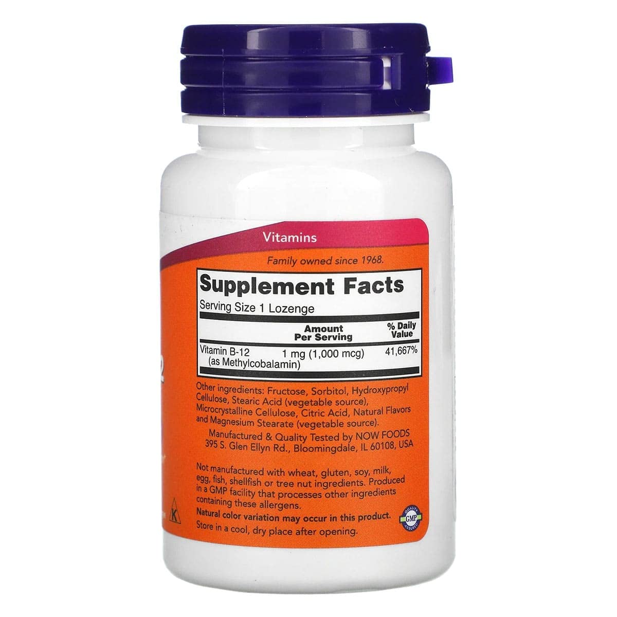 NOW Foods Methyl B-12 1000mcg 200 comprimés à croquer emballage