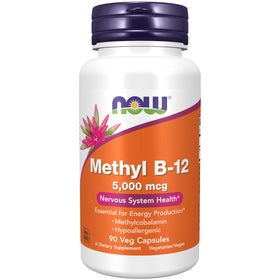 NOW Foods Methyl B-12 5000mcg capsules végétales, vue de face