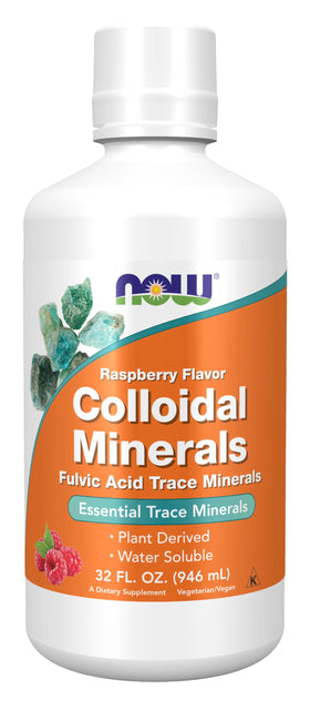 NOW Foods Minéraux Colloïdaux 32 oz Saveur Framboise vue de face