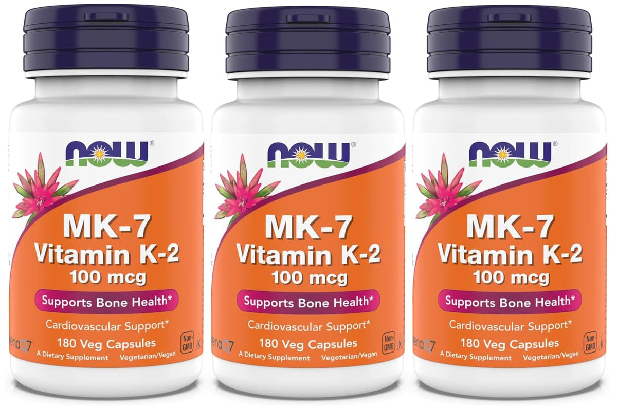 NOW Foods MK-7 Vitamine K-2 100 mcg capsules végétales, avant