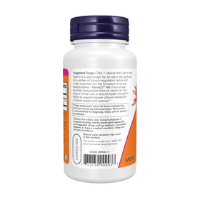 NOW Foods MK-7 Vitamine K-2 100 mcg Capsules Végétales côté