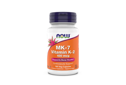 NOW Foods MK-7 Vitamine K-2 100 mcg capsules végétales, vue de face
