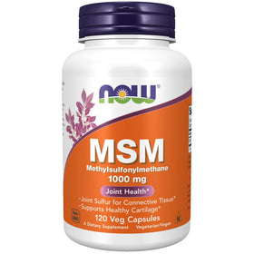NOW Foods MSM 1 000 mg capsules végétales devant l'emballage