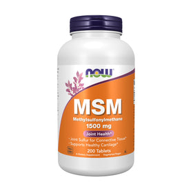 NOW Foods MSM 1 500 mg boîte avant avec étiquette