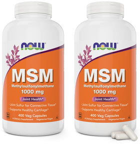 NOW Foods MSM 1000 mg 400 capsules végétales, vue de face